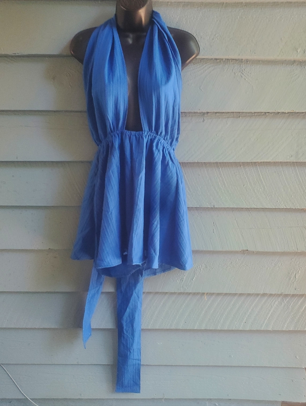 Royal Blue Halter Tie-Back Romper
